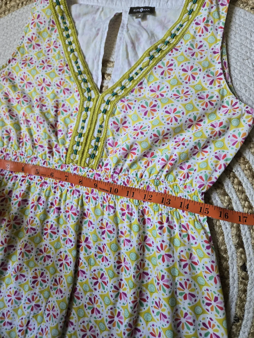 Surkana V-Neck Mini Beaded Dress Boho Festival Indie Vibes Whimsical Summer M - Picture 13 of 16